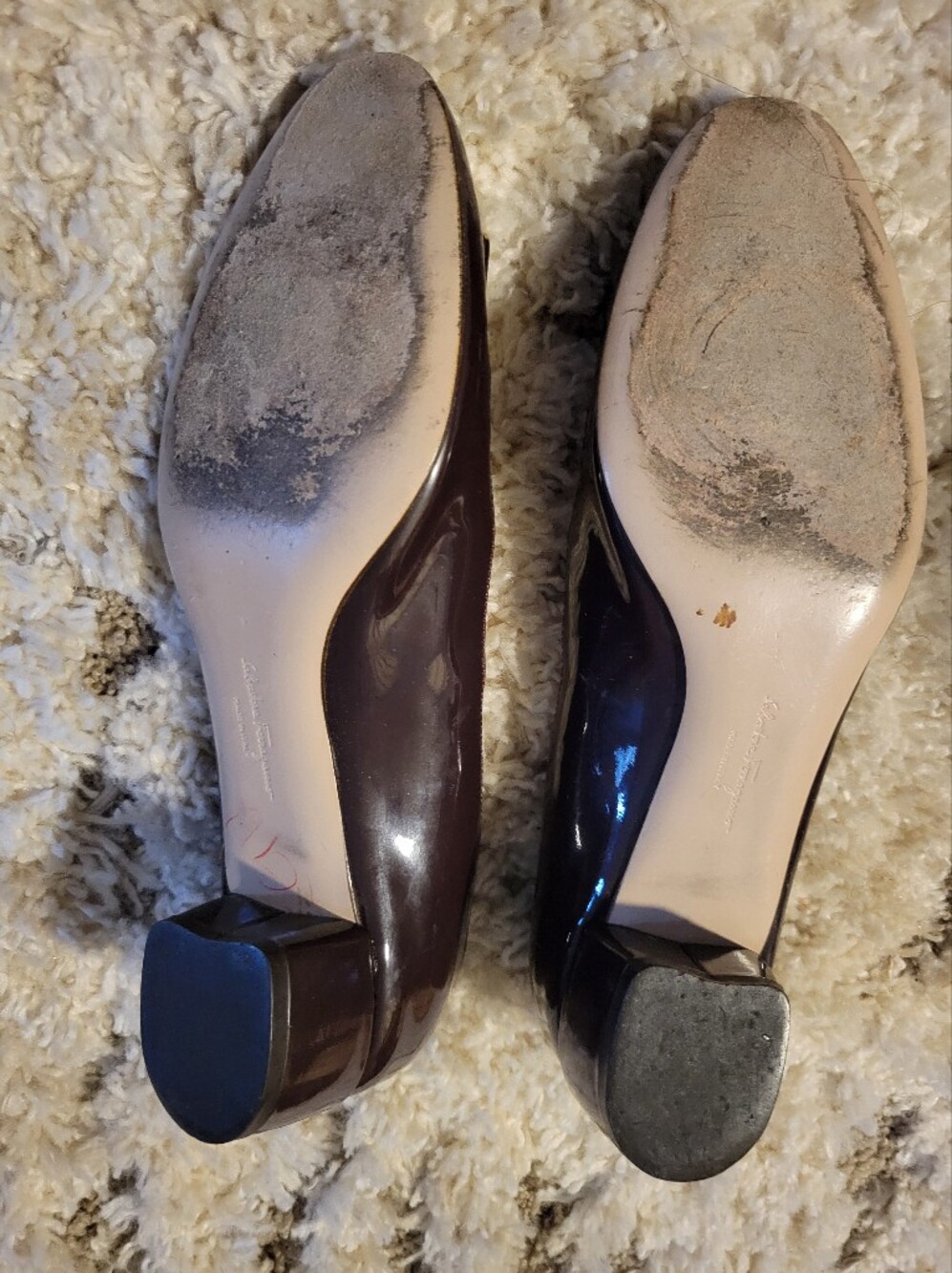 Salvatore Ferragamo Dark Brown Patent Leather Flats with Gold Buckle - Picture 10 of 16